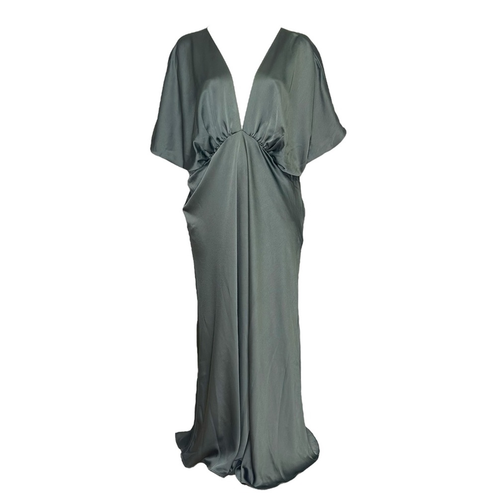 BHLDN Leila Satin Charmeuse Maxi Dress, Forest Green, 26W (US)